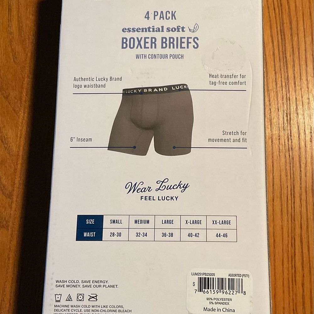 Lucky Brand Men's Boxer Briefs 4-Pack - Red, Green, Black small - Picture 2 of 3